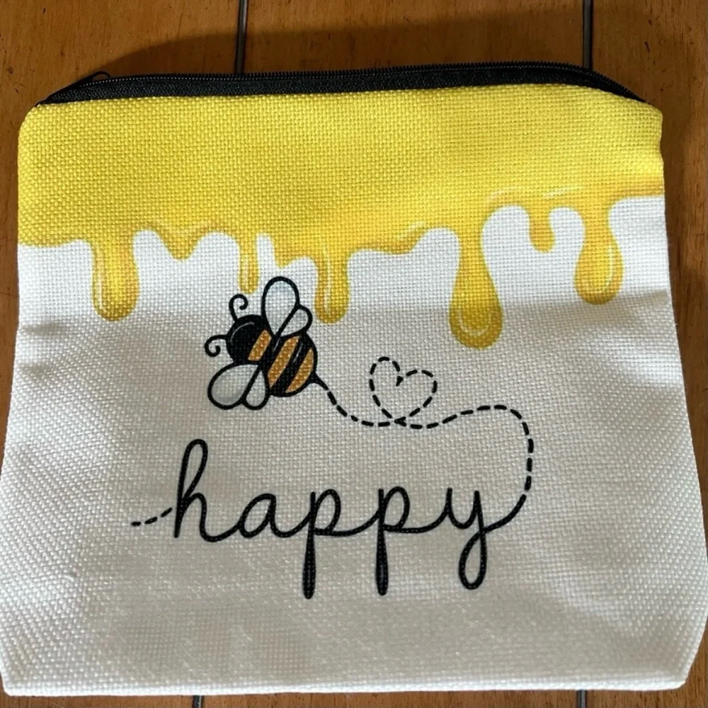 Bee Happy Design Cosmetic Zippered Pouch